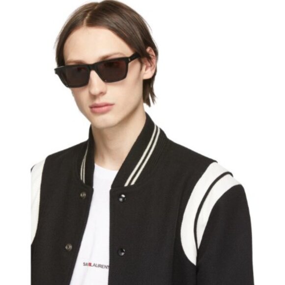 Saint Laurent SL274 004 Rectangle Sunglasses - Black/White/Grey - Picture 2 of 9